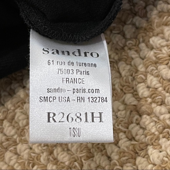 Sandro Black Dress with Leopard Peter Pan Collar 1 - Picture 5 of 7